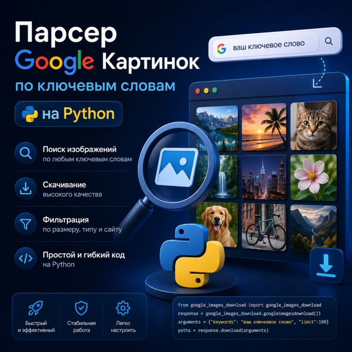 Парсер Google Картинок по ключевым словам на Python