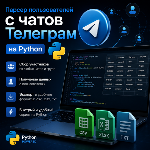 Парсер пользователей с чатов Телеграм на Python